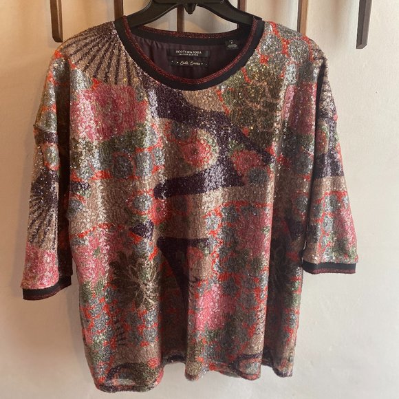 Scotch & Soda Floral Sequin Top - Picture 2 of 7